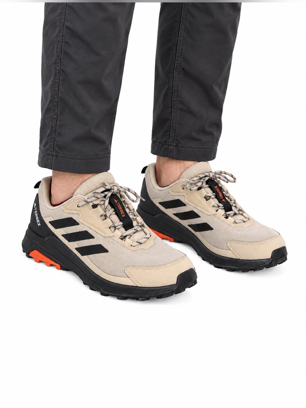 Size 10 Adidas Men’s Terrex Anylander Hiking Shoes Beige Black Orange